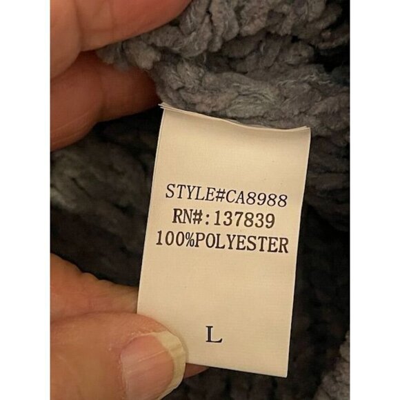 Altar'd State NWT  Women's Cable Knit Cropped Sweater L Steel Blue 100% Polyeste - Picture 6 of 16